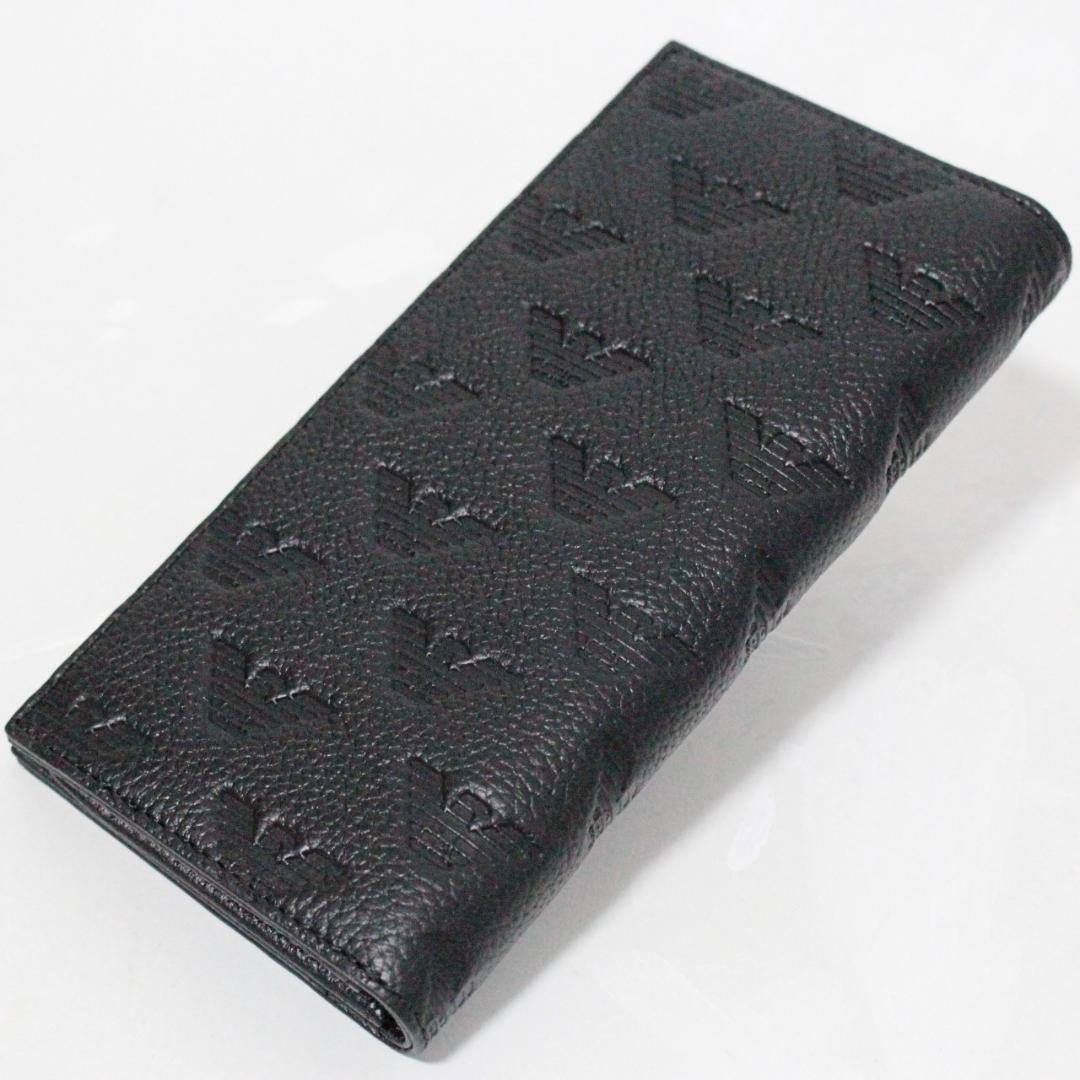 未使用 箱付 エンポリオアルマーニ イーグルエンボスロゴ 長財布 黒