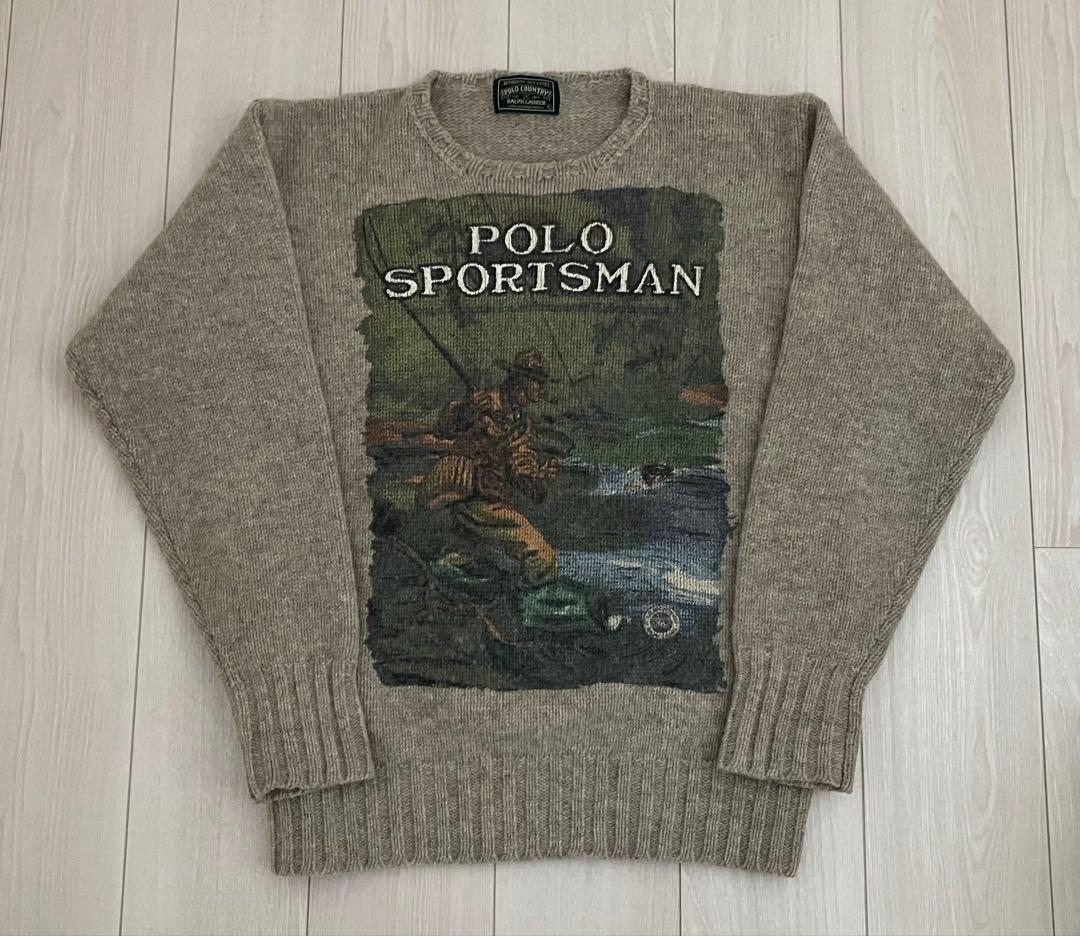 極美品 90s ポロスポーツマン ポロカントリー フィッシング セーター ニット