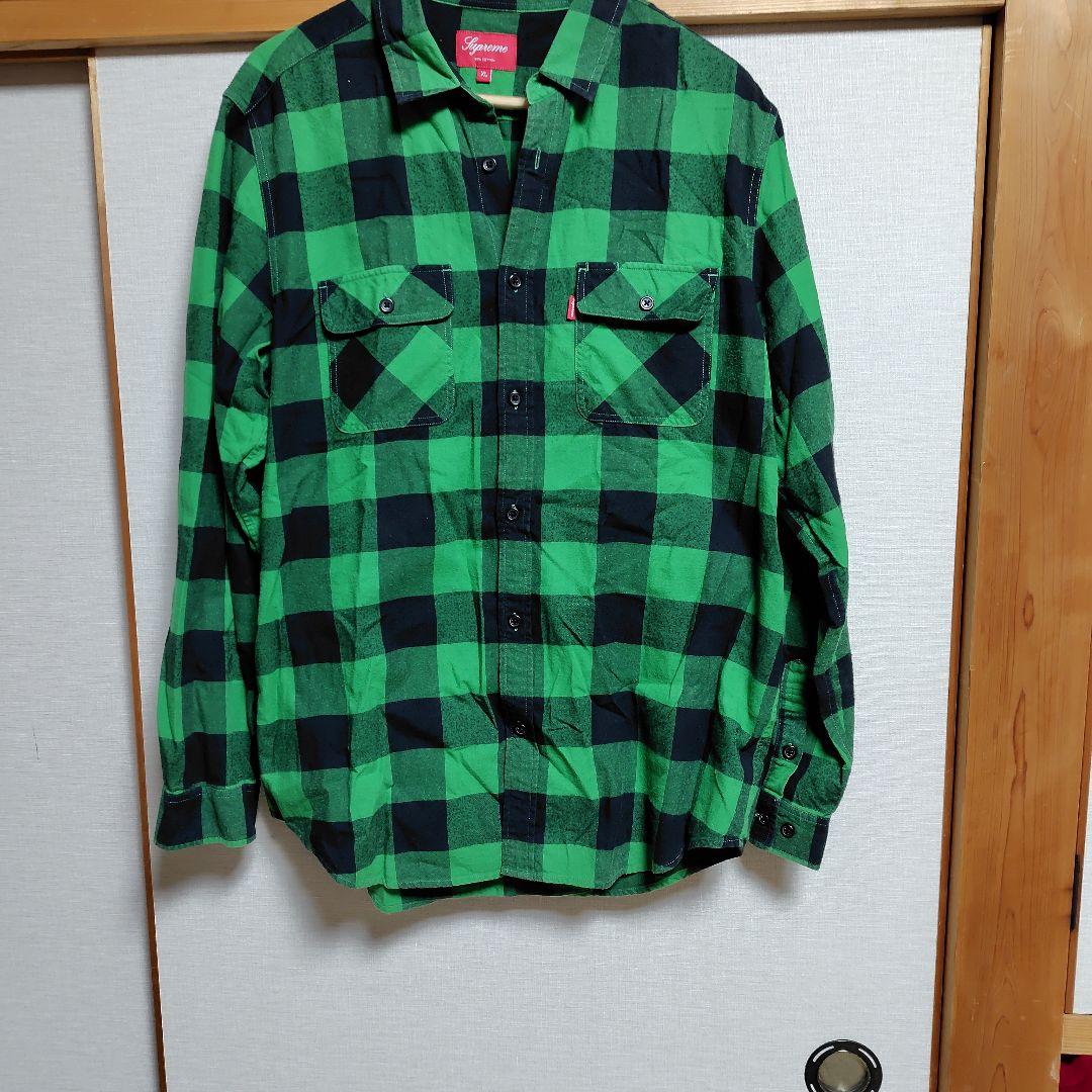 Supreme グリーンブラックチェックシャツ XL