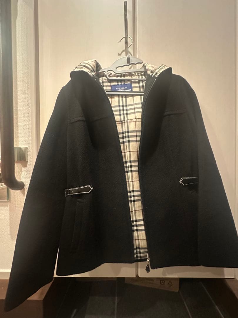 BURBERRY BLUE LABELノバチェック フード ウールコート M