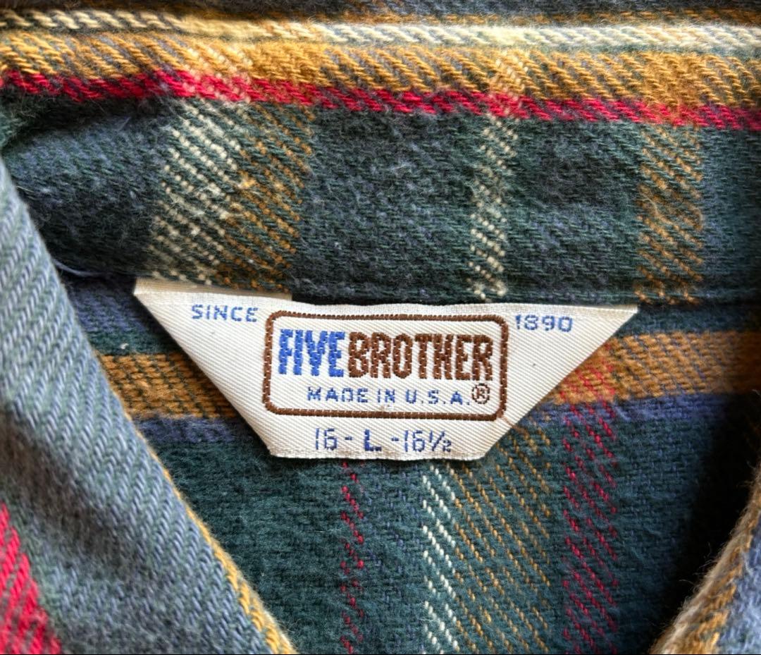 FIVE BROTHER　ネルシャツ　USA　三角タグ　70S　80S