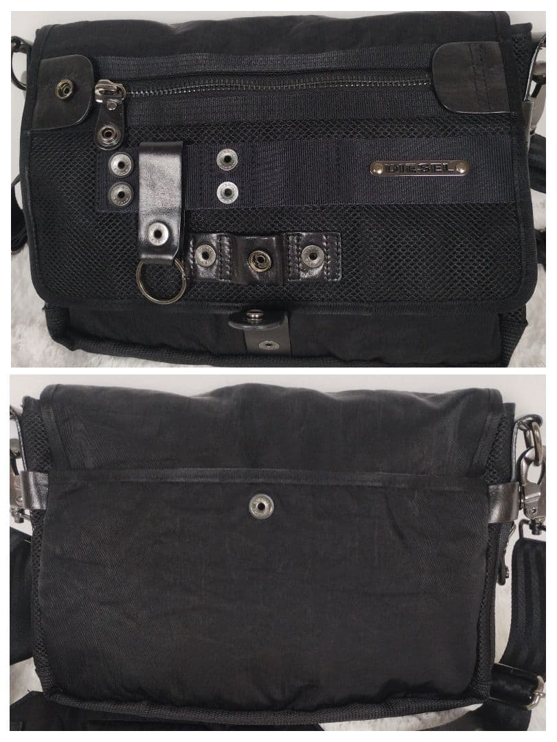 【激レア✨美品】90s　ディーゼル　メッセンジャーバッグ　メタルロゴ　Y2K　黒