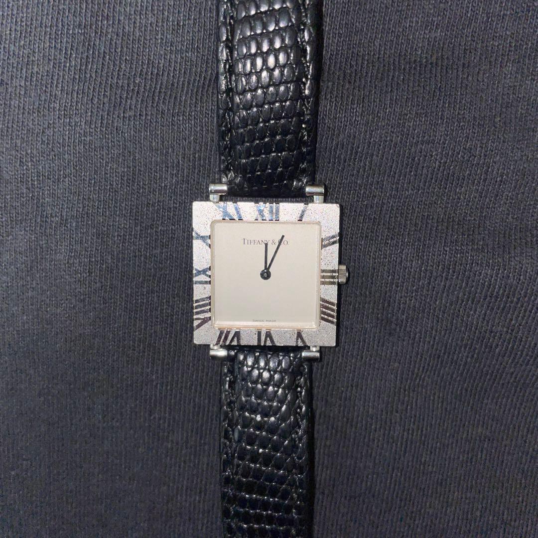 Tiffany&co. 時計 アトラス L3640 スクエア 黒 ブラック