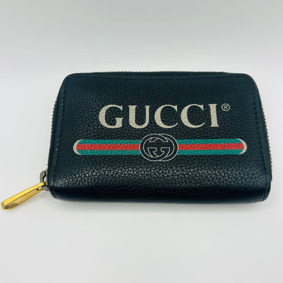 美品 GUCCI グッチ 財布 小銭入れ グッチプリントケース レザー