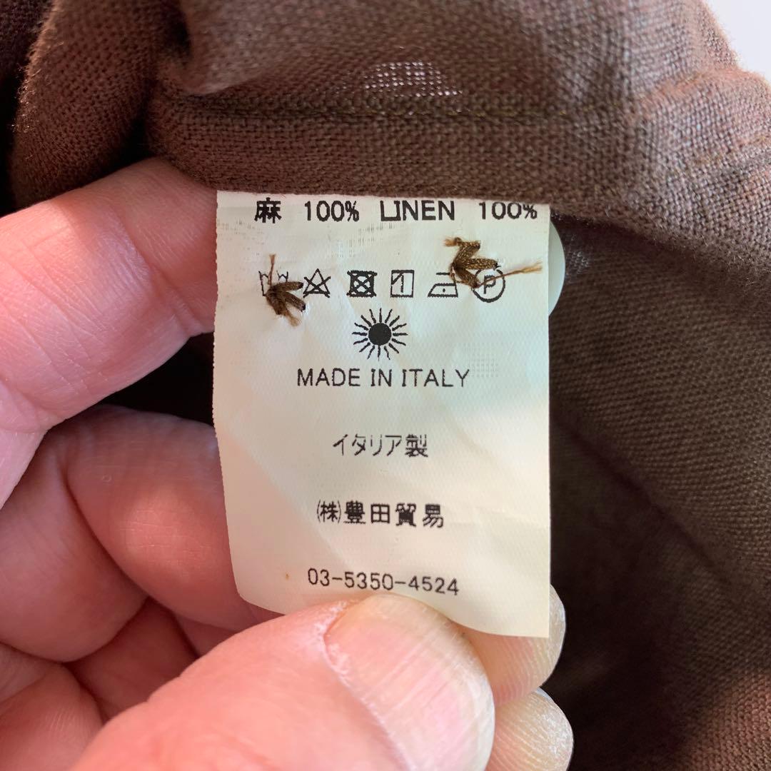 giannetto 麻100% イタリア製 開襟シャツ リネンシャツ M ワーク