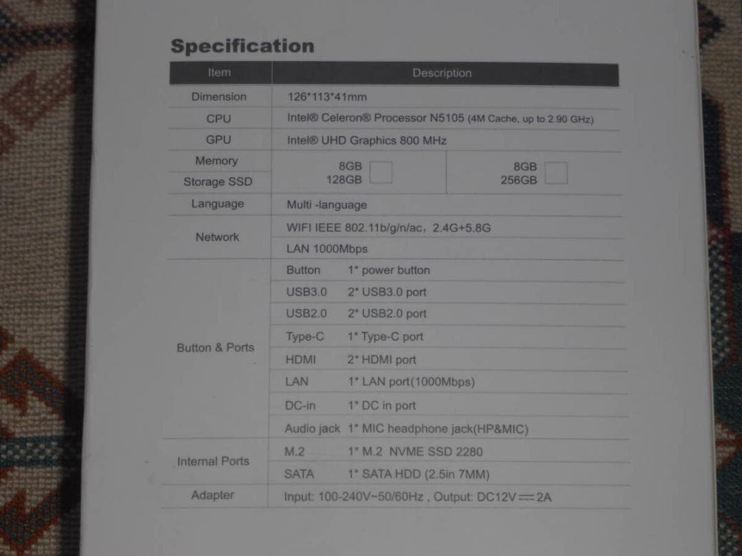 Windows11Pro搭載ミニPC Intel N5105 RAM８G
