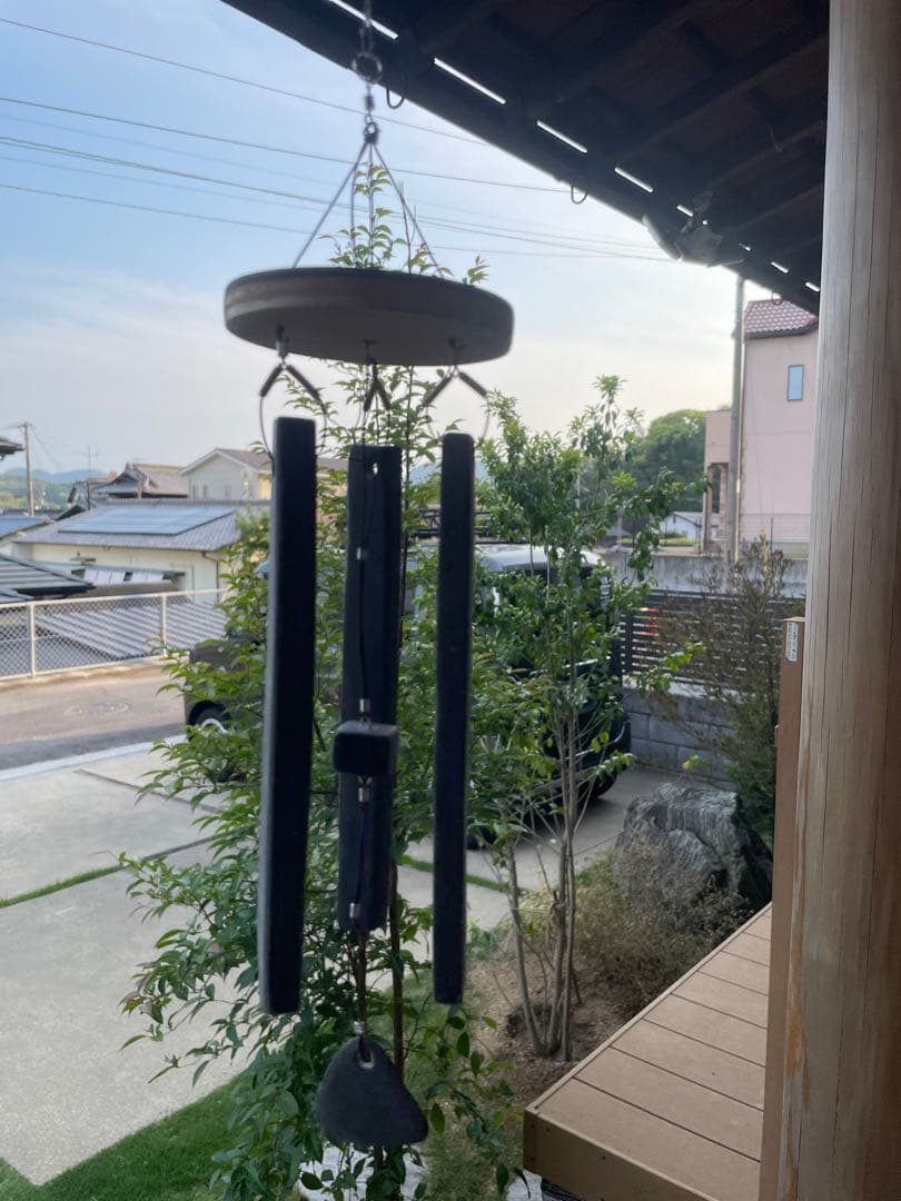 サヌカイト手作り風鈴(中) 磬石　カンカン石　原石　　ウインドチャイム1