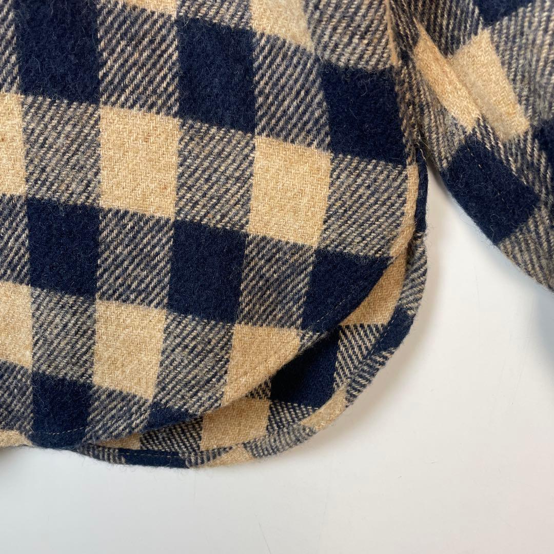 70's USA製　Wool rich バッファローチェック　三角タグ