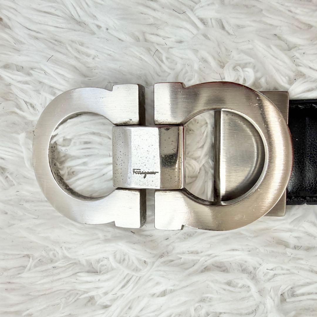 フェラガモ ベルト ダブルガンチーニ ブラック シルバー