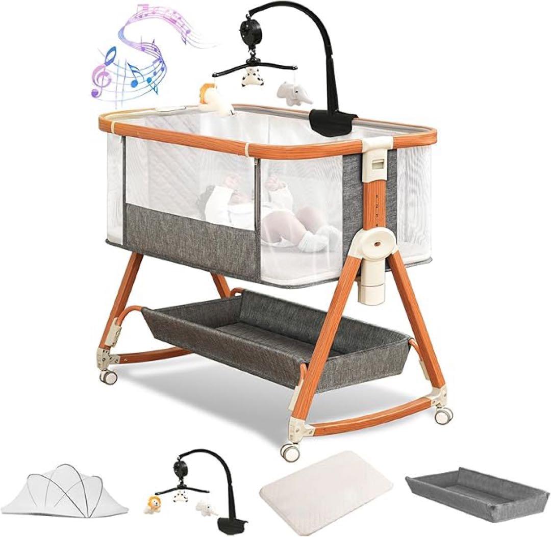 ❤️1品限り❤️ベビーベッド 添い寝ベッド キャスター付き 高さ6段調節可能 多機能