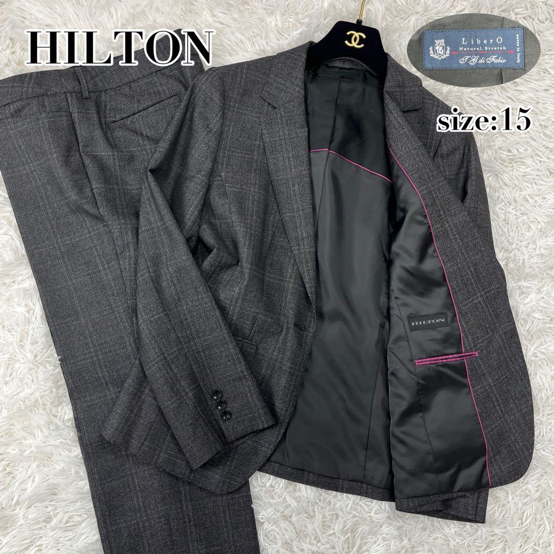 美品✨15号 HILTON セットアップ スーツ LiberO ストレッチ