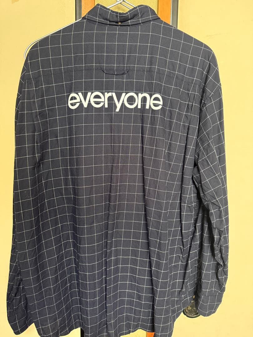 トップス everyone back logo check button-down XL