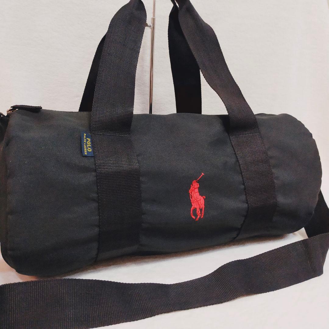 美品 ポロラルフローレン ボストンバッグ　ナイロン ブラック ホース 2way