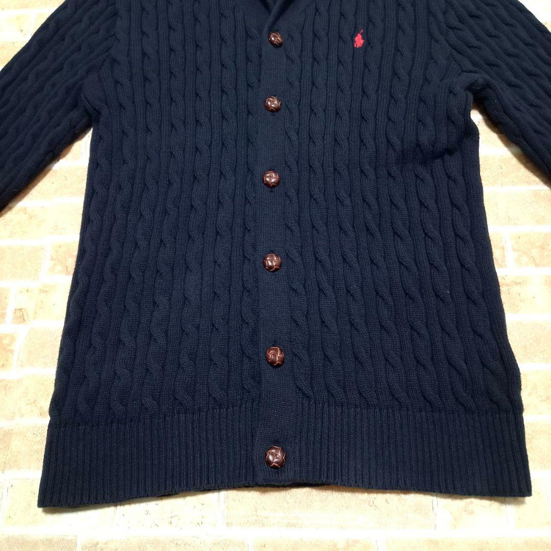【未使用】ラルフローレン　ネイビー カーディガン　くるみボタン　XL
