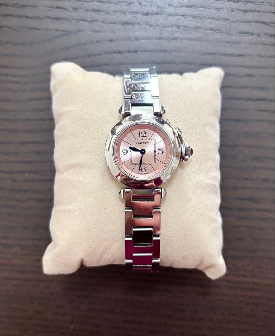 【美品・OH済、電池交換済】カルティエ ミスパシャ ピンク文字盤