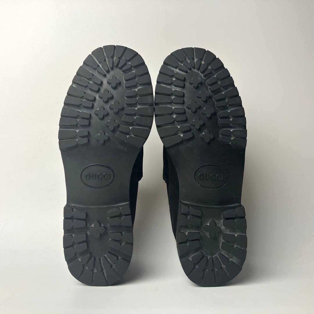 【美品】GUCCI ラグソール　スクエアトゥ　ホースビットローファー　22.5黒