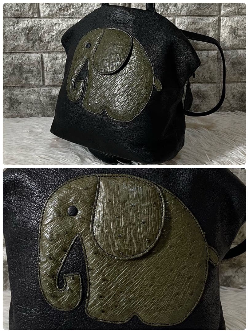 【新品未使用】イビサ　ぞうモチーフ　レザー　バックパック　リュック