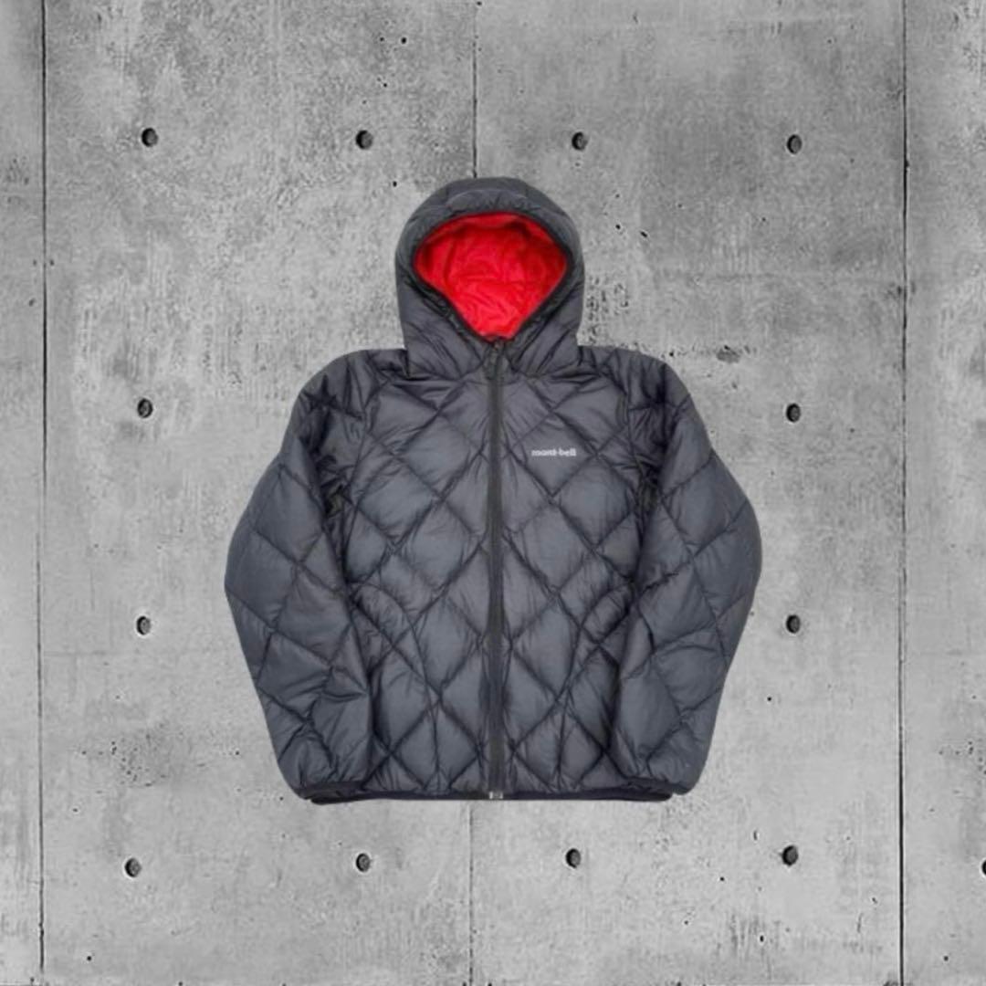 mont-bell ダウンジャケット キルティング　リバーシブル黒／赤