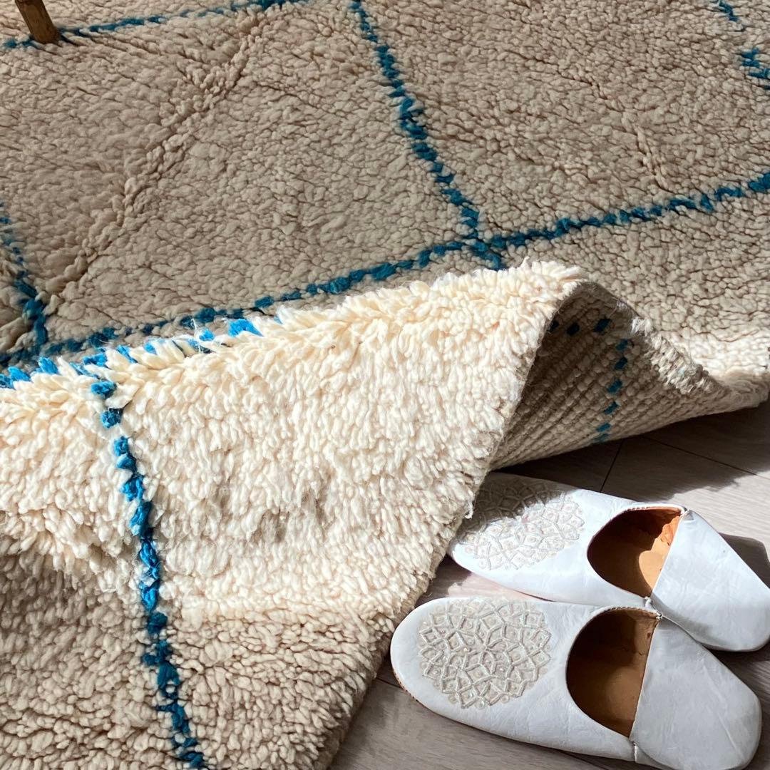 モロッコ111×171◇ダイヤ◇ ベニワレン　エメラルド　トルコヴィンテージラグ