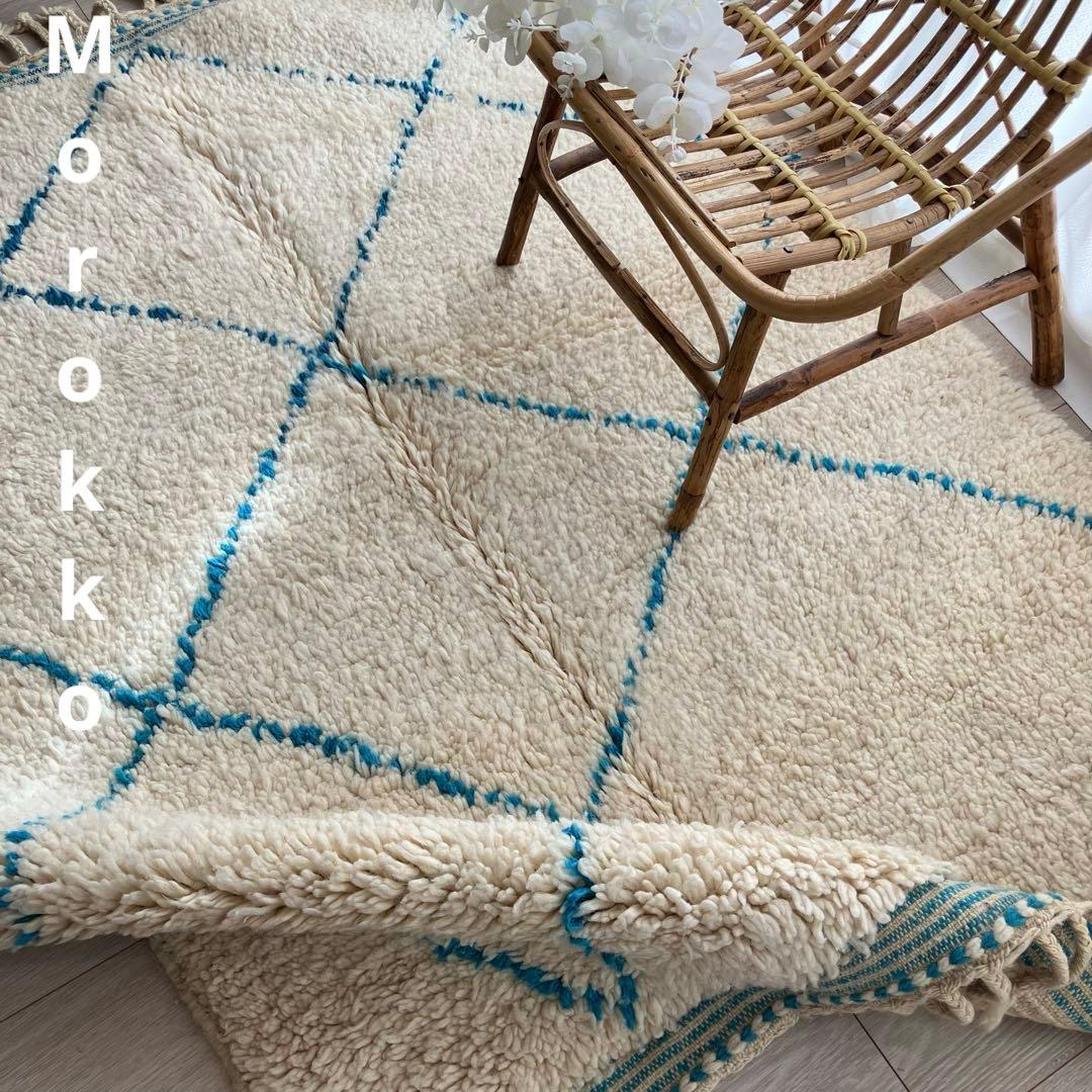 モロッコ111×171◇ダイヤ◇ ベニワレン　エメラルド　トルコヴィンテージラグ