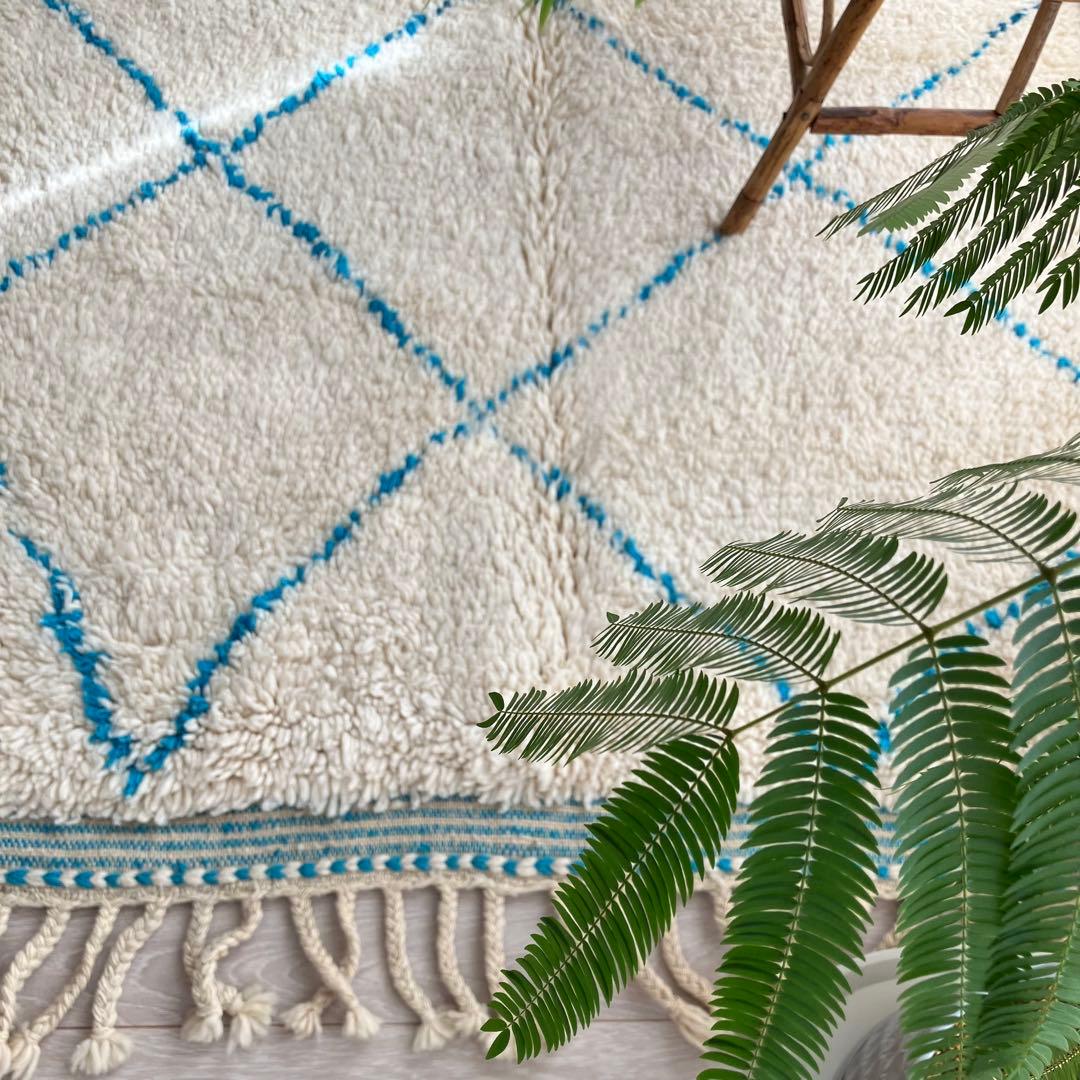 モロッコ111×171◇ダイヤ◇ ベニワレン　エメラルド　トルコヴィンテージラグ