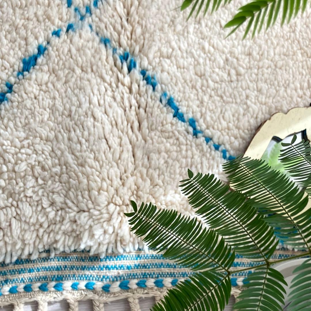 モロッコ111×171◇ダイヤ◇ ベニワレン　エメラルド　トルコヴィンテージラグ