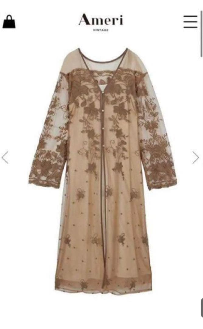 Ameri 刺繍入りシースルーワンピース　結婚式ドレス　パーティドレス