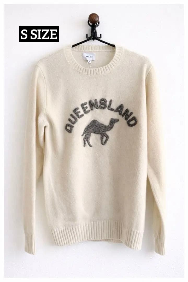 BEAMS QUEENSLAND ロゴ刺繍 クルーネック ニット