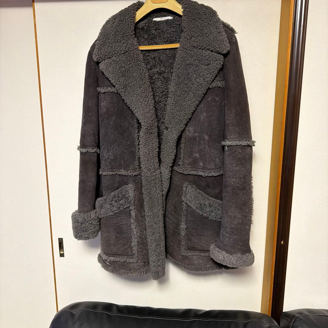 イブサンローラン　シープスキン ムートンジャケット ダークグレー