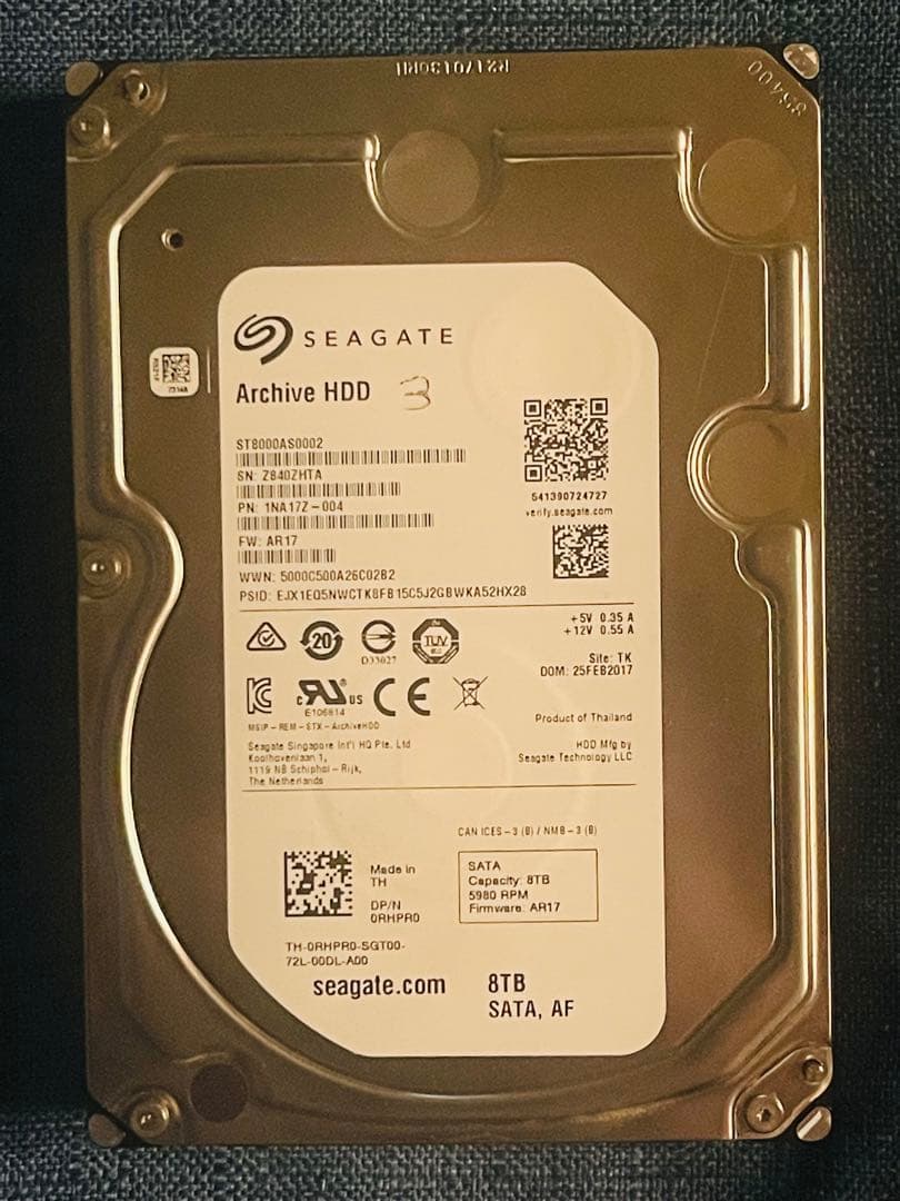 外付けハードディスク・ドライブ Seagate Archive HDD 8TB ST8000AS0002