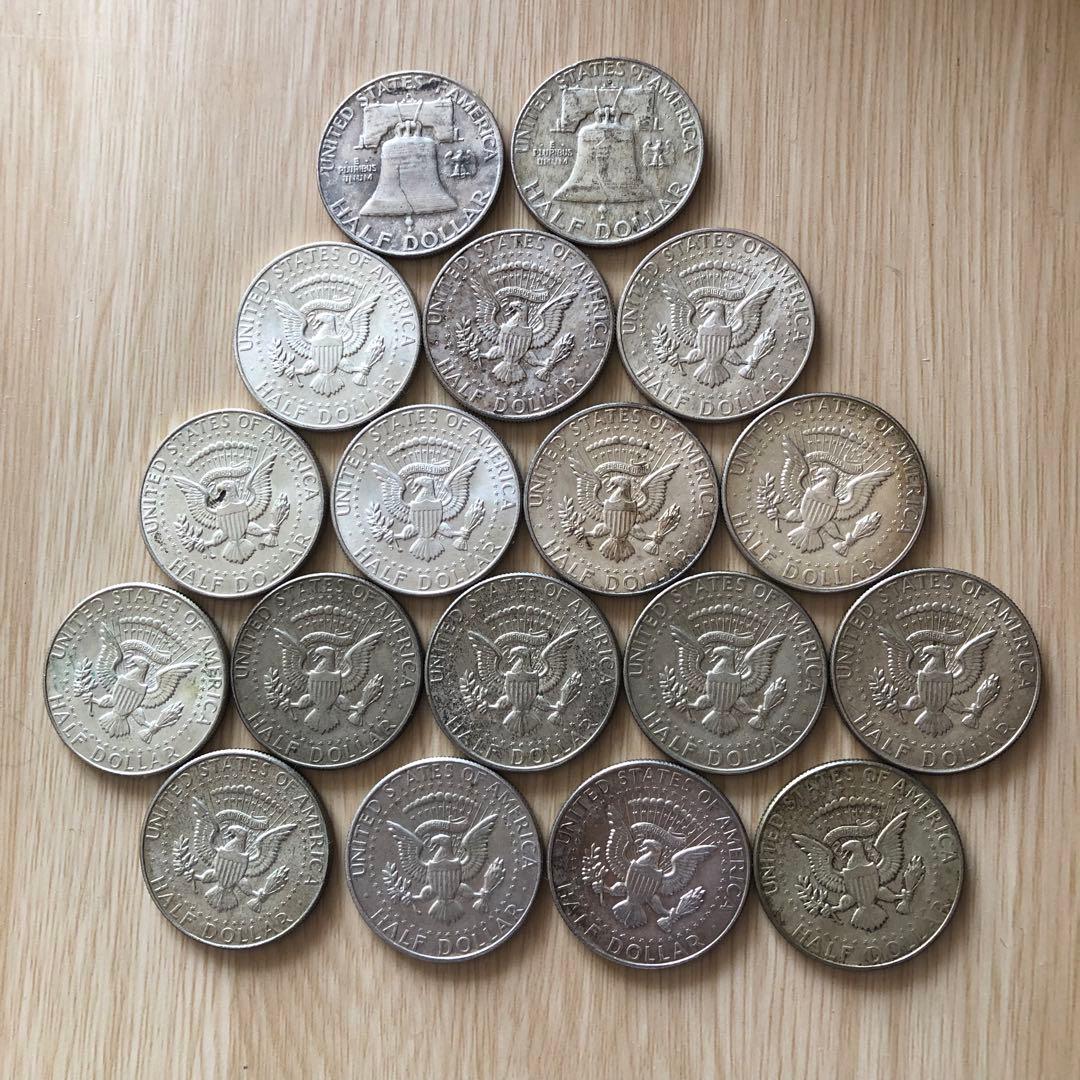 K*s様 N1517【アメリカ・銀貨】ハーフダラー　50セント　銀貨　18枚セッ