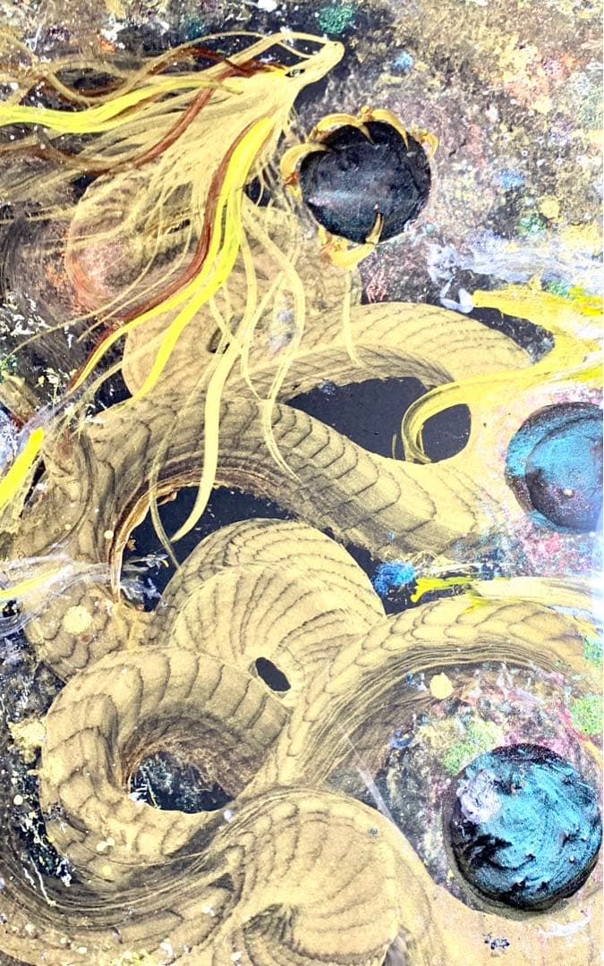 【一筆龍エネルギーアート】　辰　隕石　絵　絵画　龍　龍神　置物　開運　竜