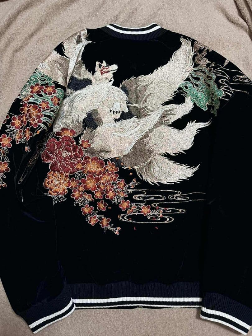 未使用 別珍 キツネ 桜 SKAJAN 日本スカジャン unisex 美品