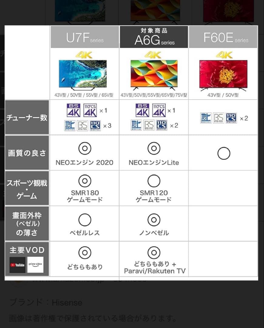 Hisense 43型 テレビ 43A6G