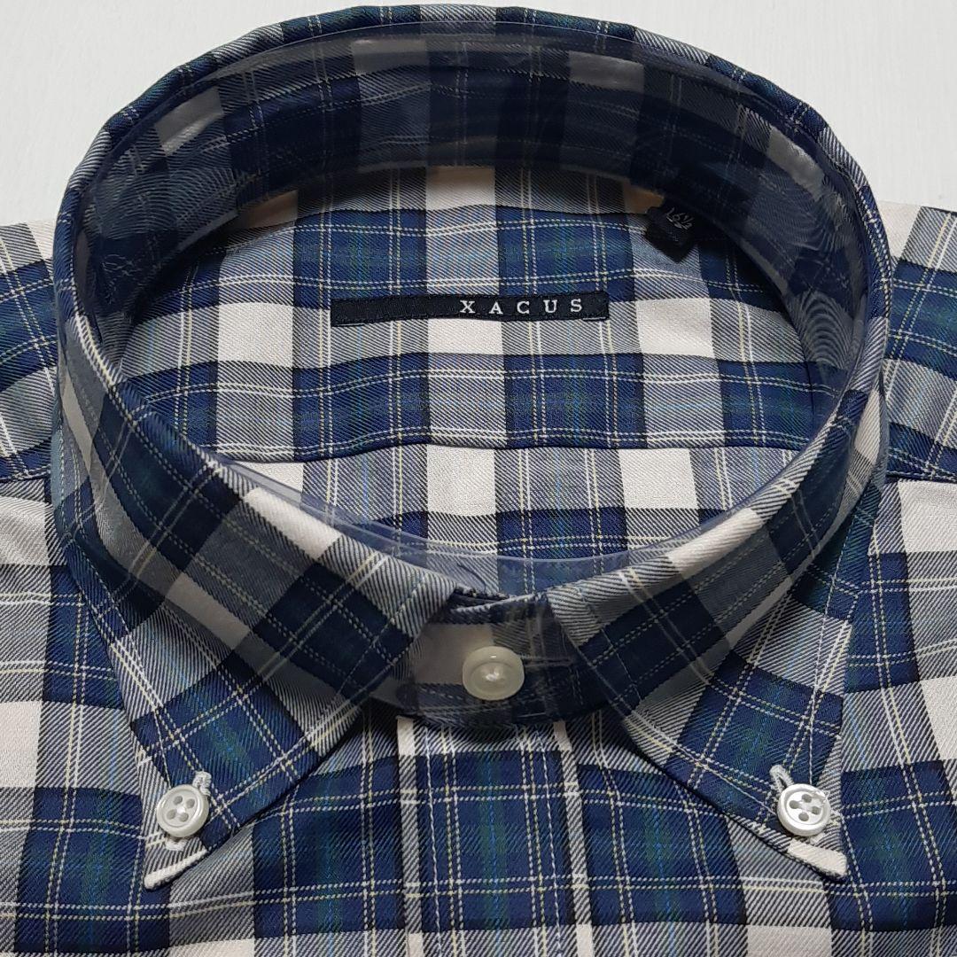 未使用 イタリア製 XACUS ザッカス カジュアル 長袖 ボタンダウン シャツ