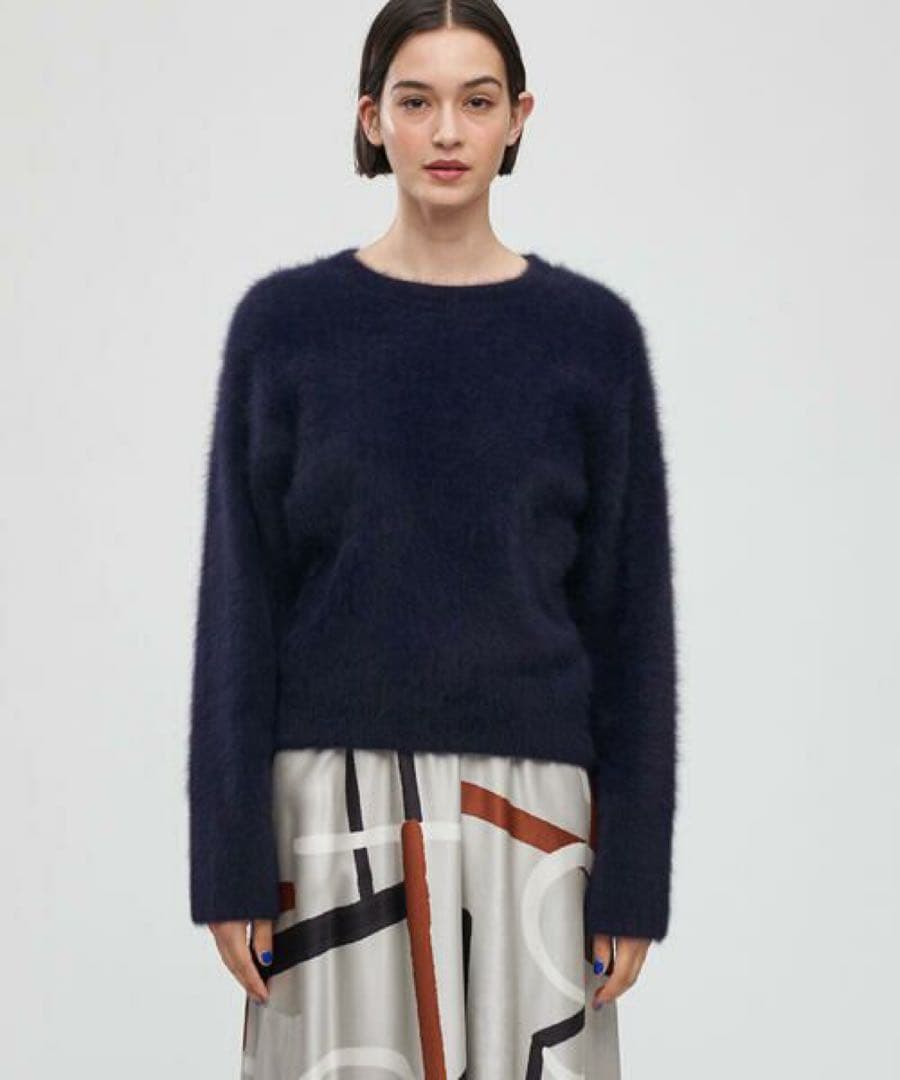 DES PRES フォックスカシミヤクルーネックプルオーバー　ネイビー