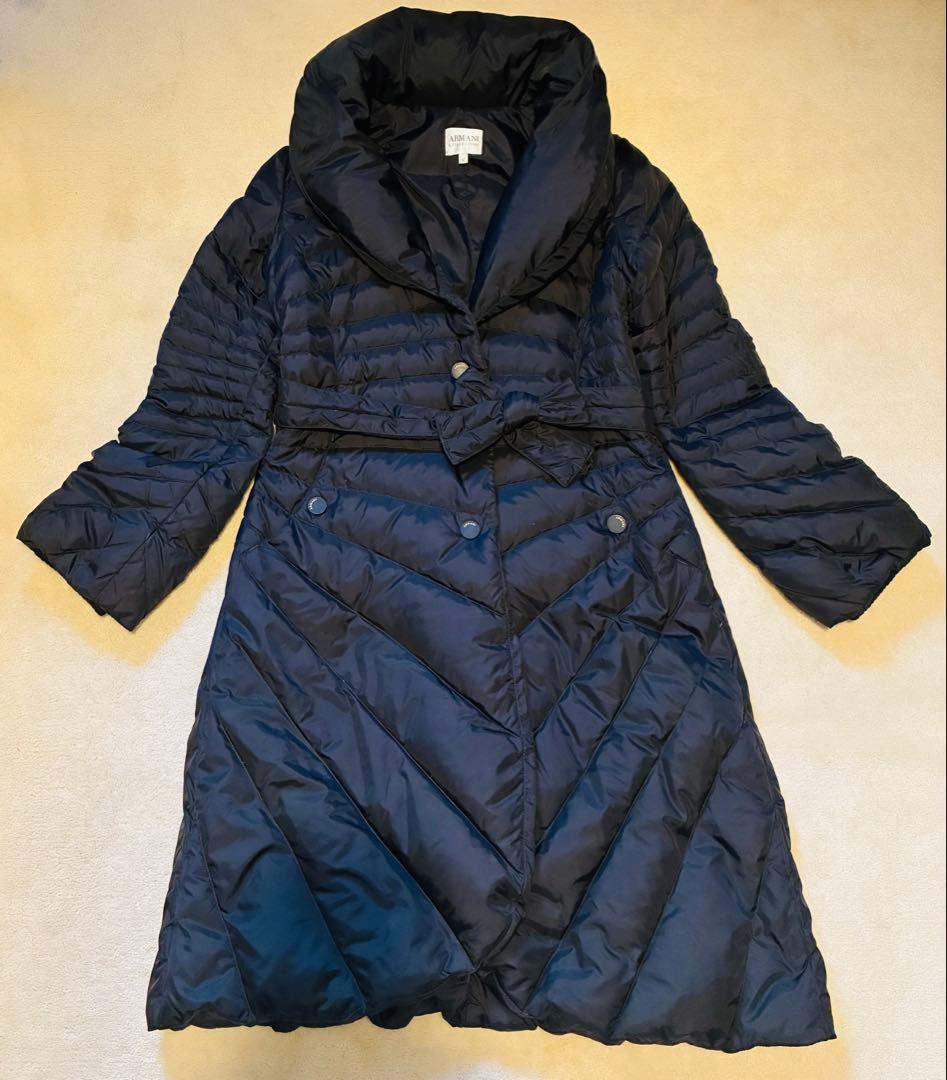 超美品⭐︎アルマーニ ロングダウンジャケット ベルト付き Ａライン 黒 サイズ40