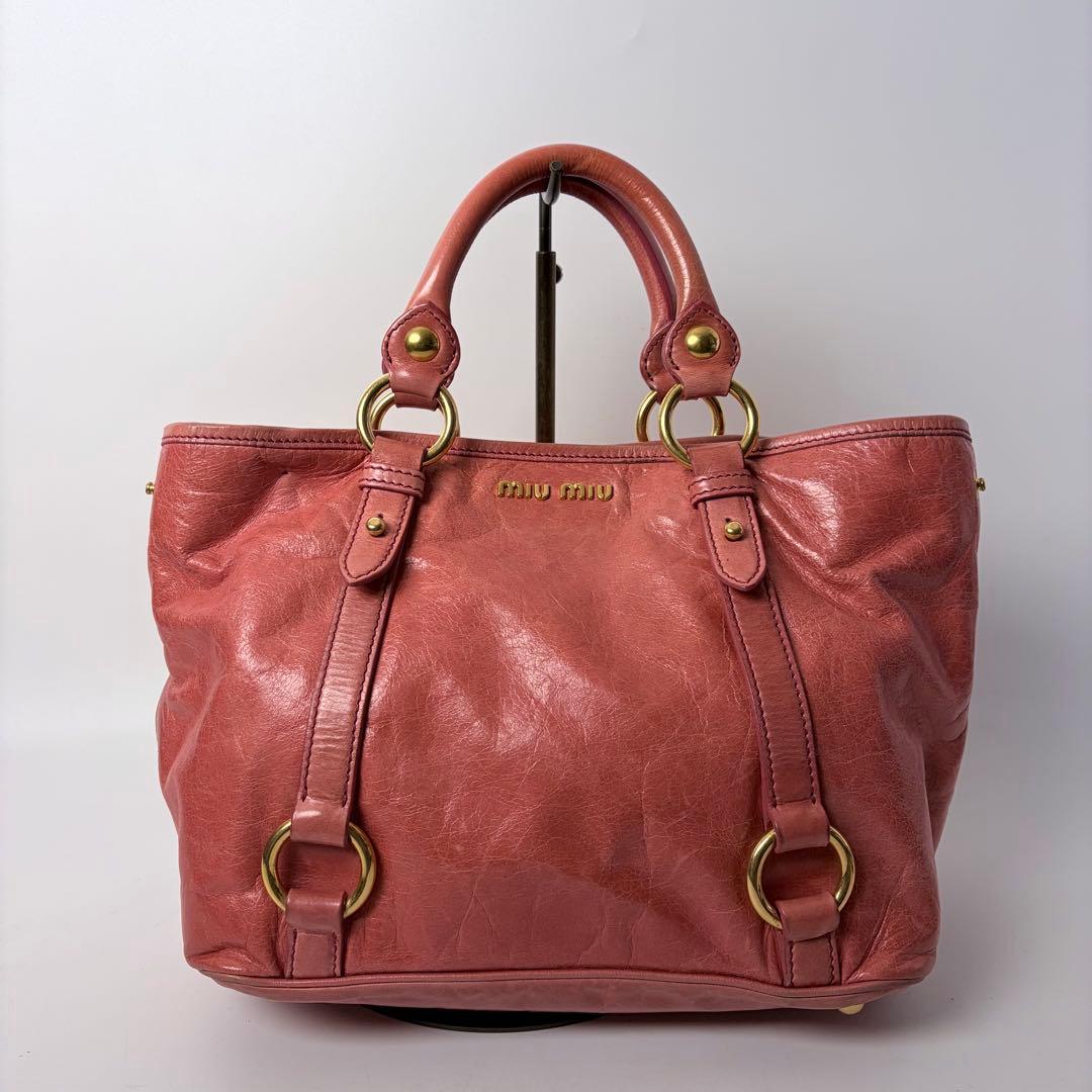 miumiu ミュウミュウ　レザー　2way　ハンドバック ショルダー　ピンク