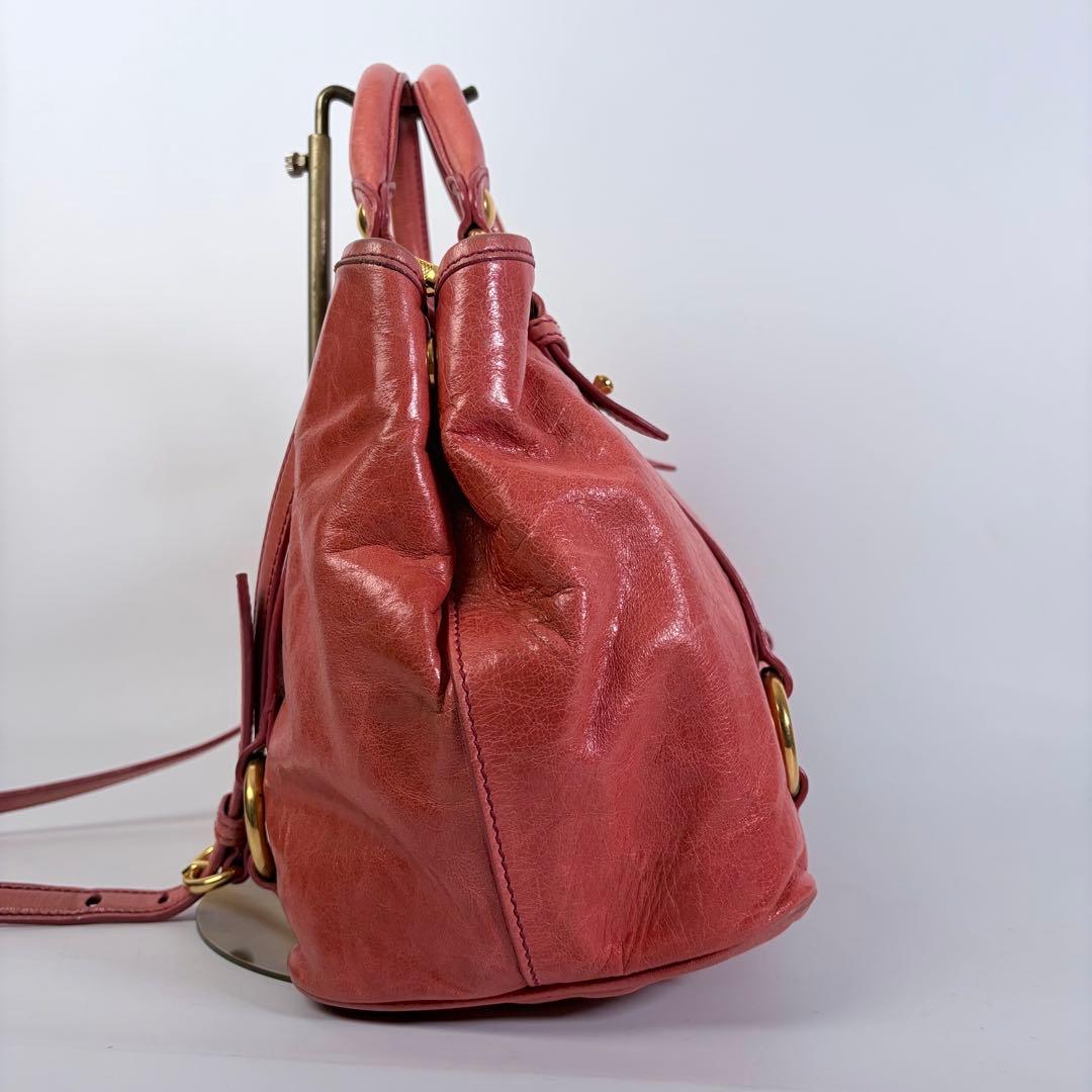 miumiu ミュウミュウ　レザー　2way　ハンドバック ショルダー　ピンク