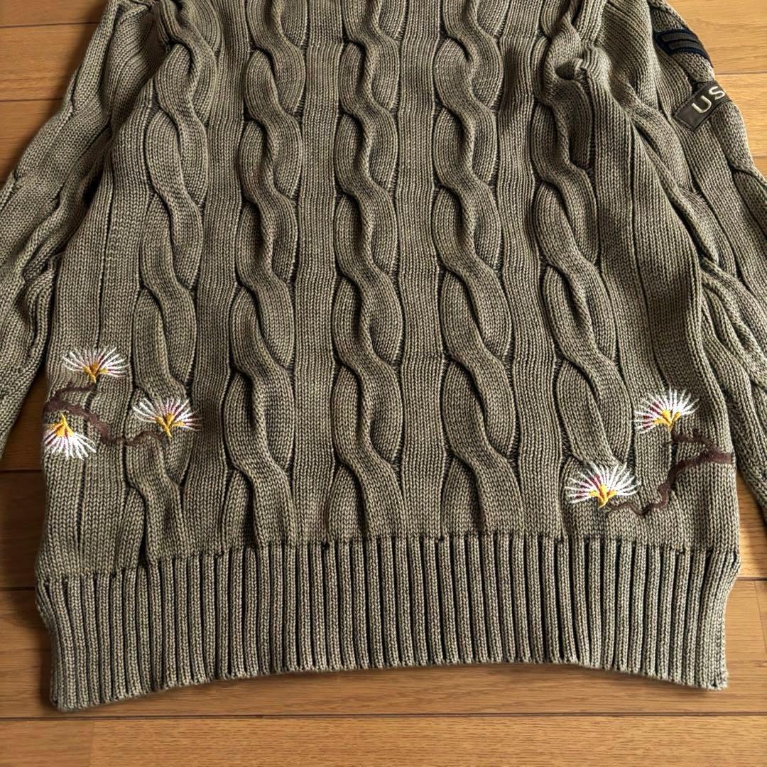 POLO RALPH LAUREN コットンケーブルニット 刺繍 エンブレム