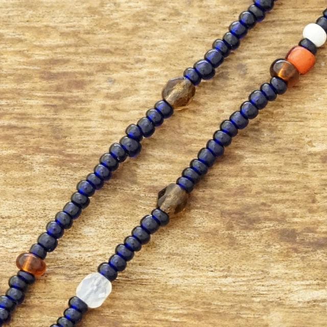 新品 NORTH WORKS オールド ホワイトハーツ ビーズ ネックレス 青