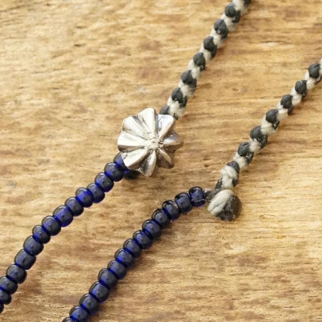 新品 NORTH WORKS オールド ホワイトハーツ ビーズ ネックレス 青