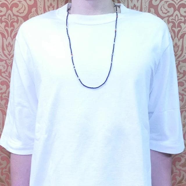 新品 NORTH WORKS オールド ホワイトハーツ ビーズ ネックレス 青