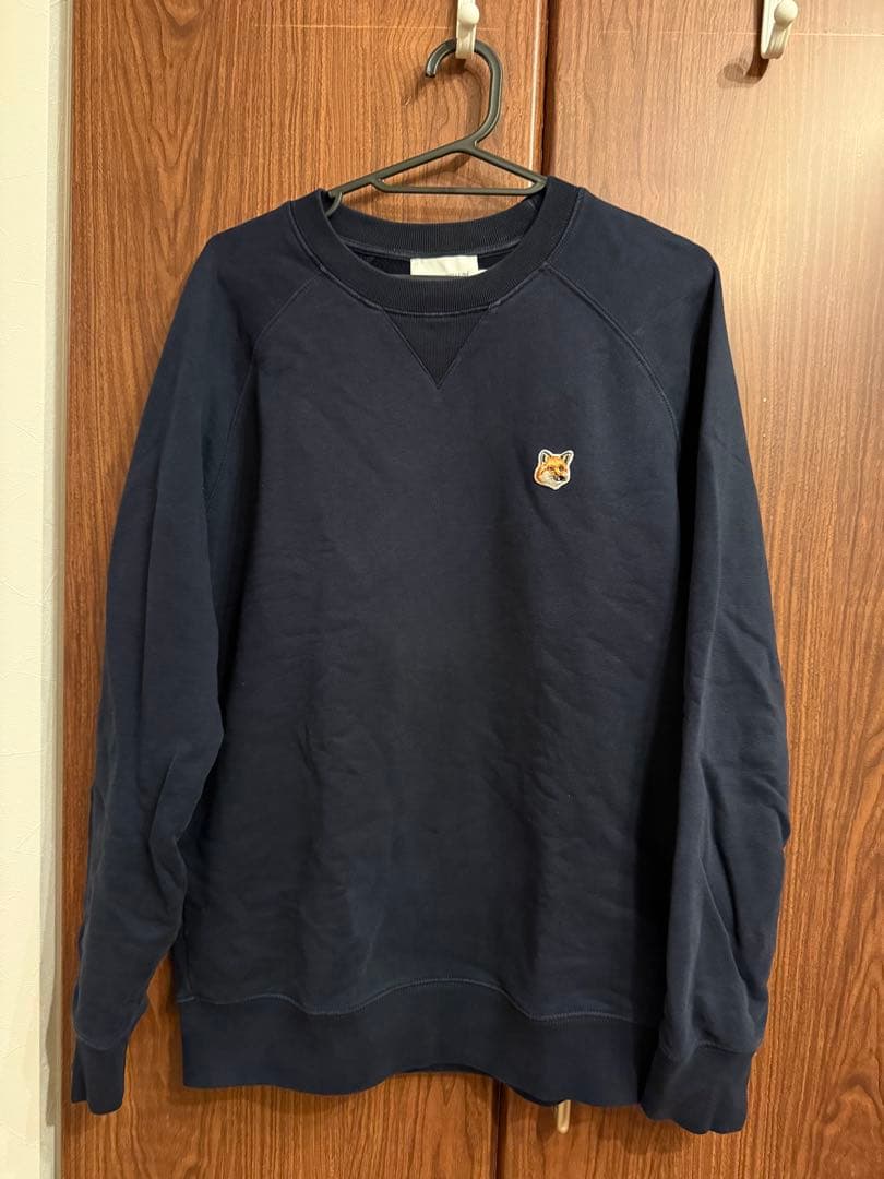 【本物です！】メゾンキツネ メンズスウェット（ネイビー、Mサイズ）