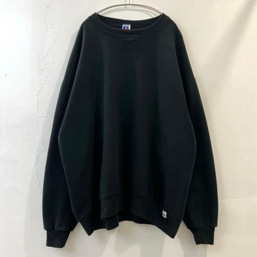 90s ラッセルアスレチック ブラック XXL 無地スウェット USA製