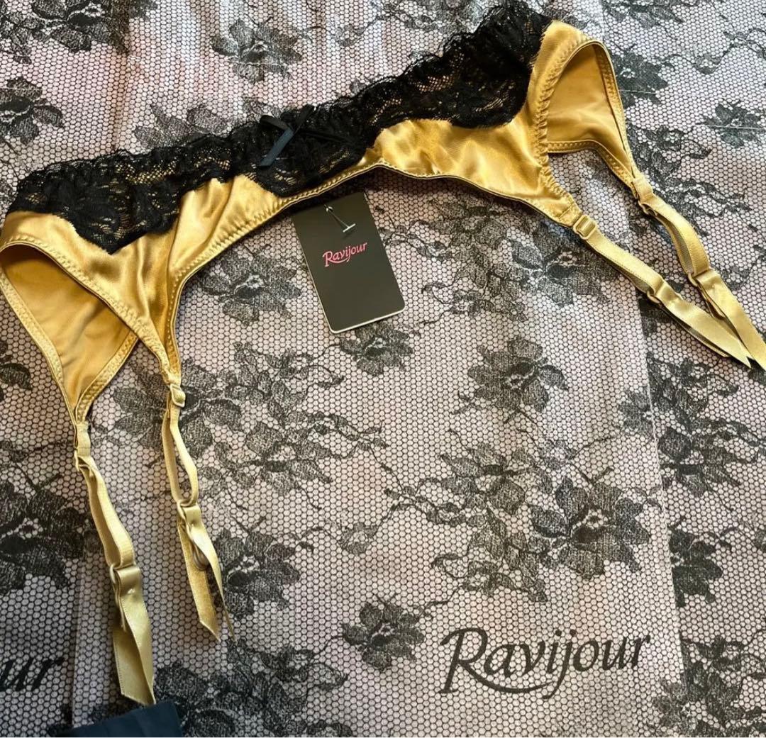 ☆Ravijour☆廃盤デザイン☆GOLDブラックレース☆ガーター☆フリーサイズ