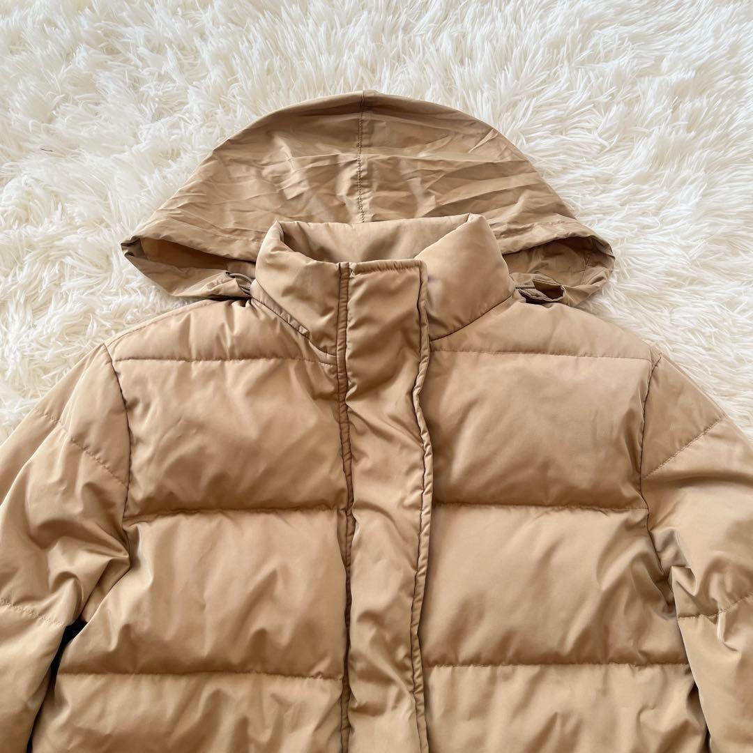 イタリア生地　バーバリー　ダウンジャケット　ノバチェック　フード　ベージュ