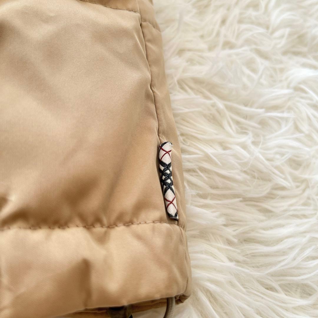 イタリア生地　バーバリー　ダウンジャケット　ノバチェック　フード　ベージュ