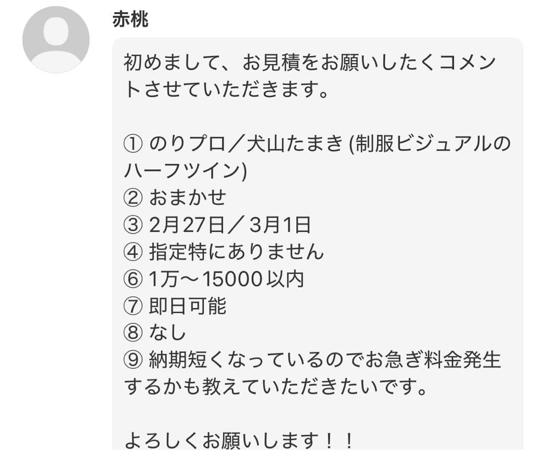 赤桃様 ウィッグオーダー 2月27まで