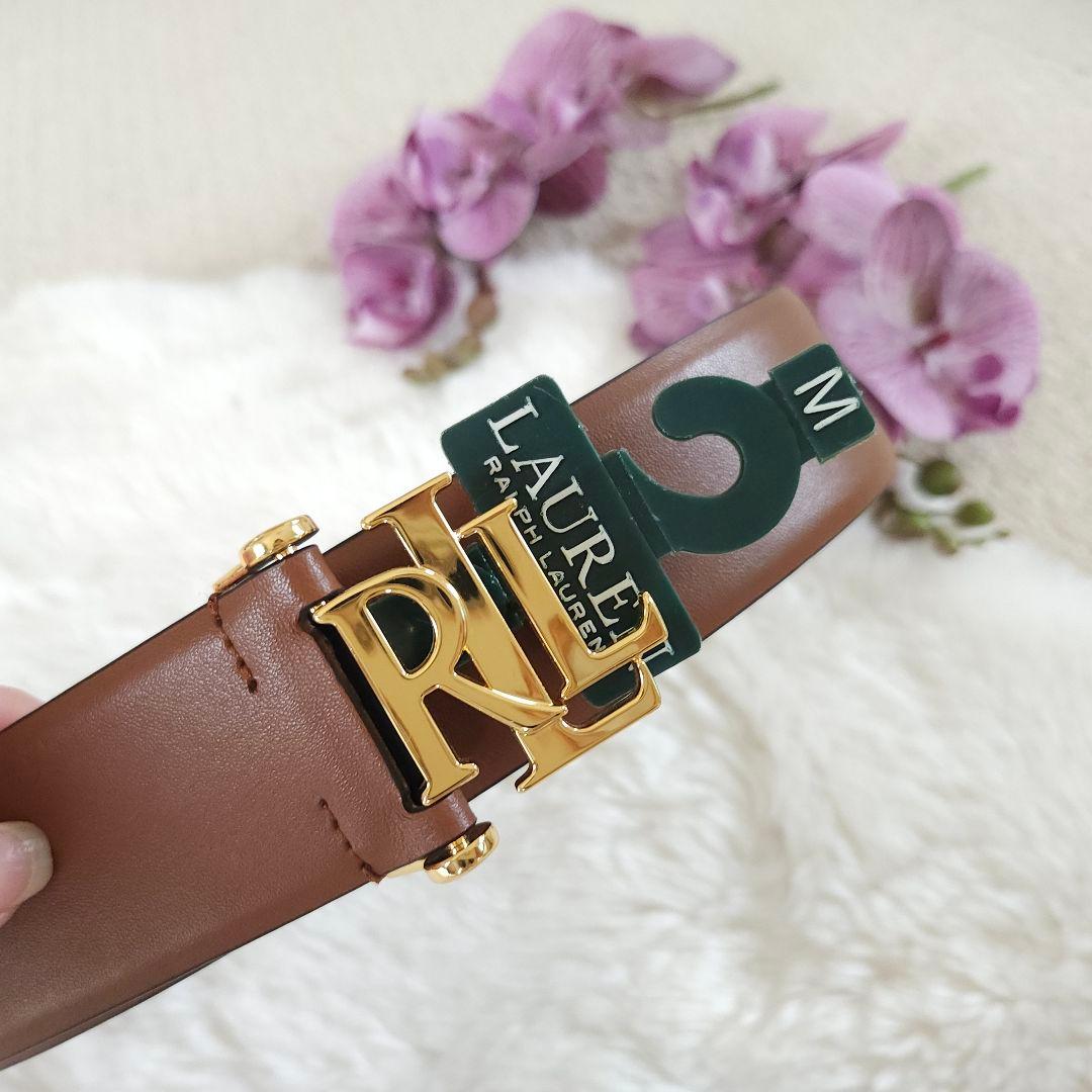 新品 LAUREN RALPH LAUREN ゴールドバックル 牛革ベルト